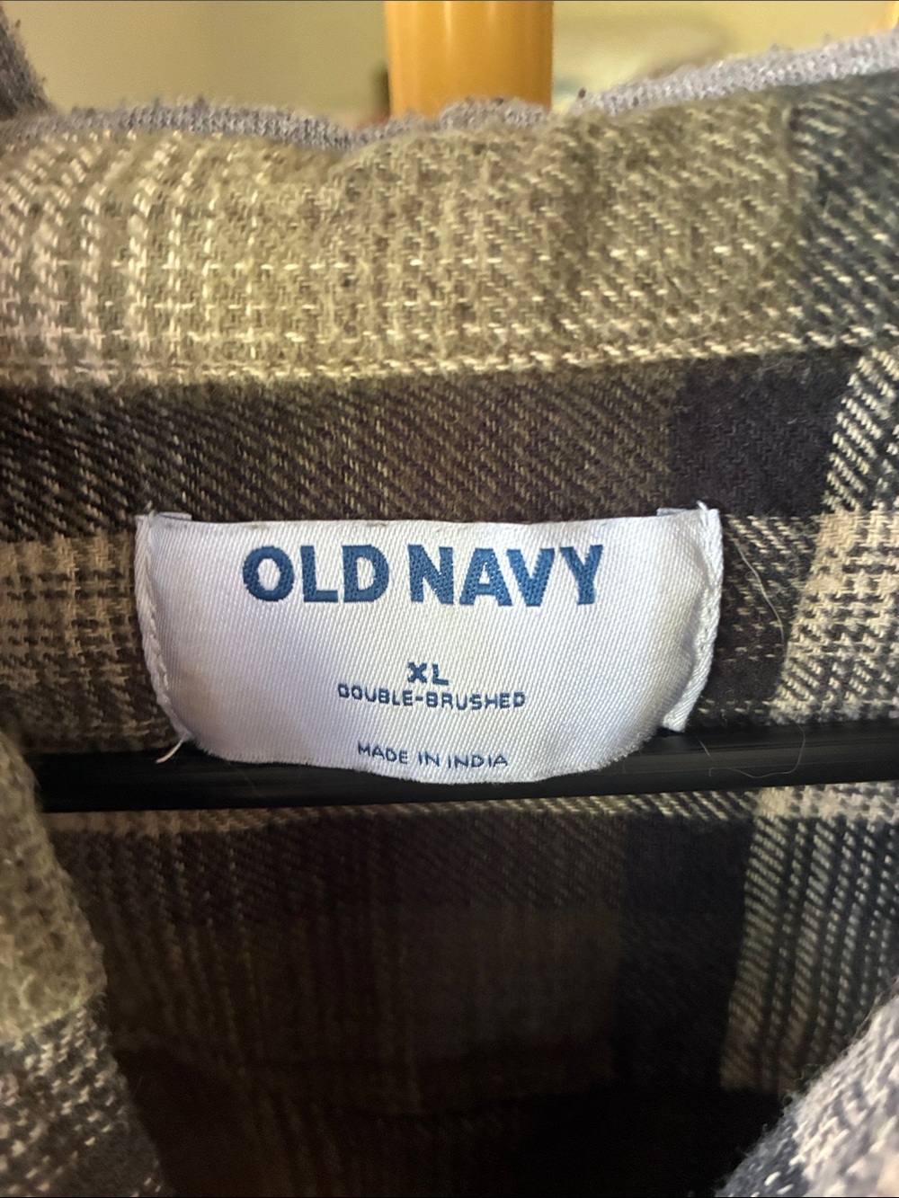 Old Navy Hooded Plaid Shirt Jacket in Olive and Gray - Picture 2 of 3